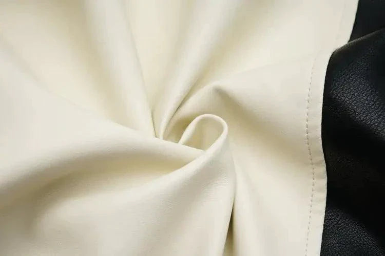 Chaqueta de Cuero Vegano Contrastante