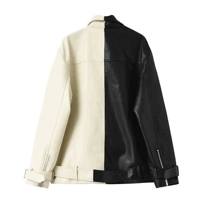 Chaqueta de Cuero Vegano Contrastante