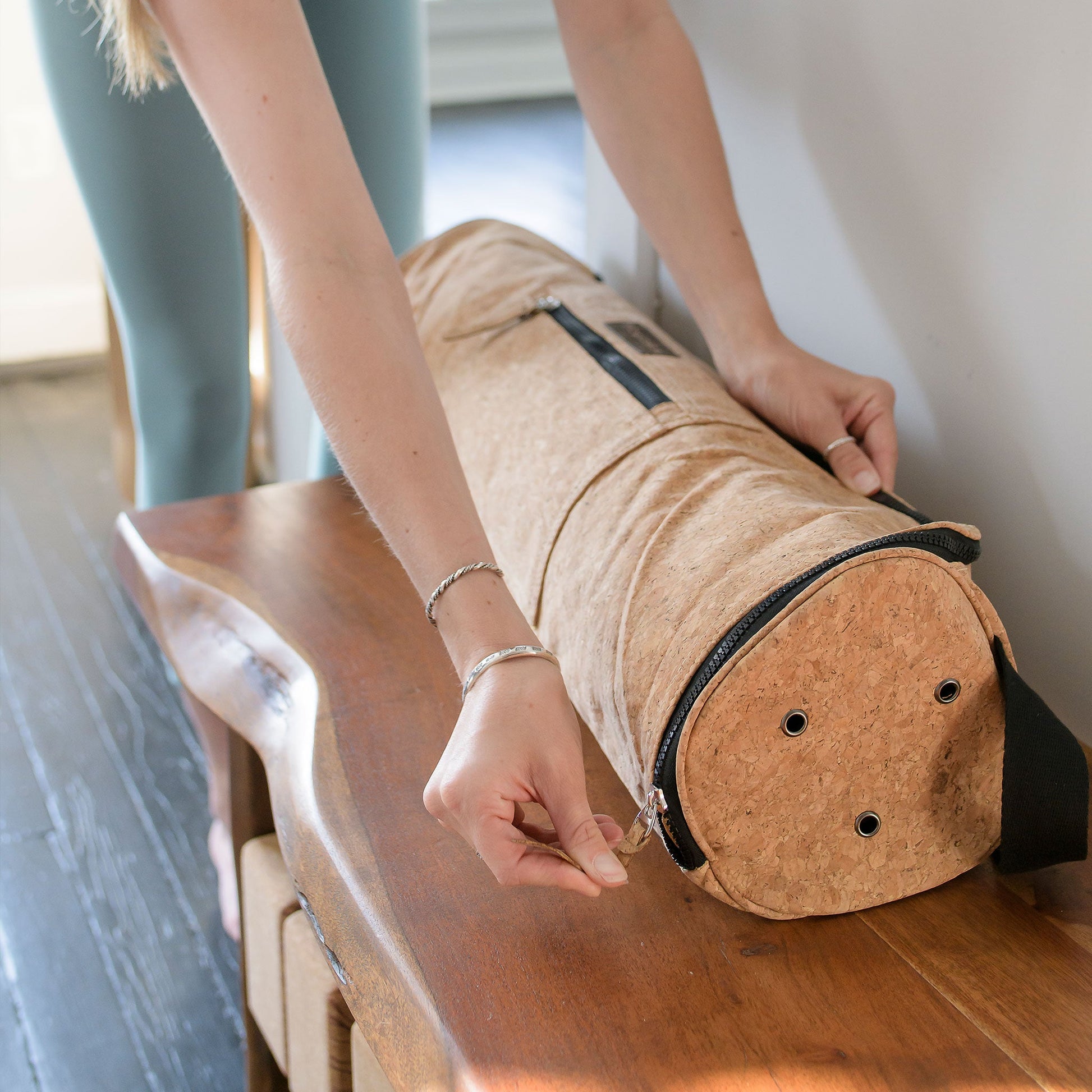 Eco-Friendly Cork Yoga Mat Carrier for Active Lifestyles - Korvel