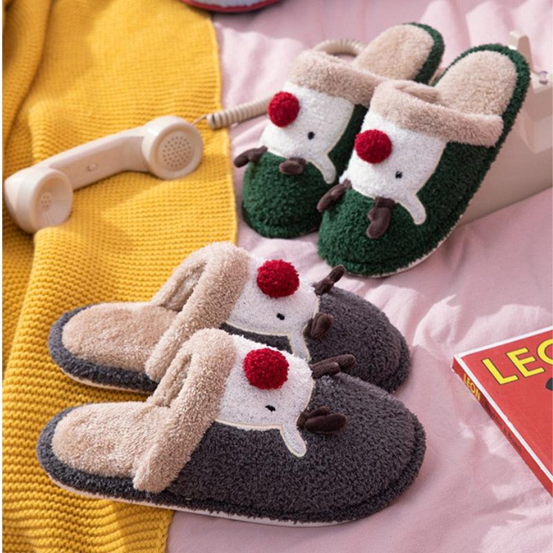 Zapatillas de algodón de felpa acogedoras para la comodidad invernal