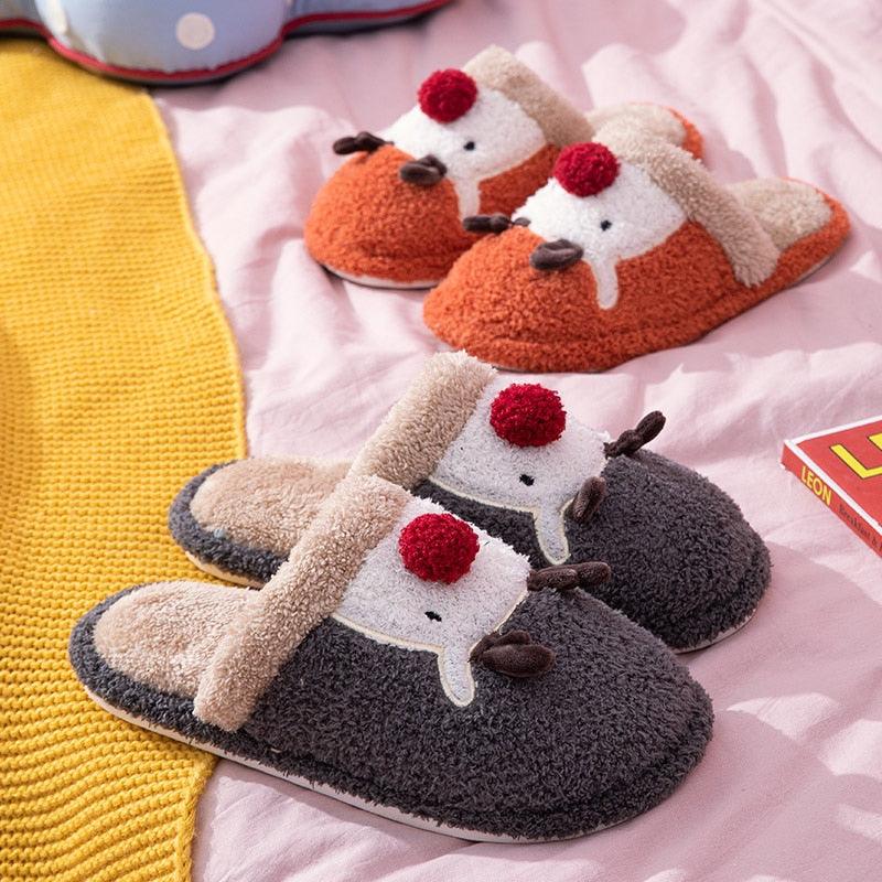 Zapatillas de algodón de felpa acogedoras para la comodidad invernal
