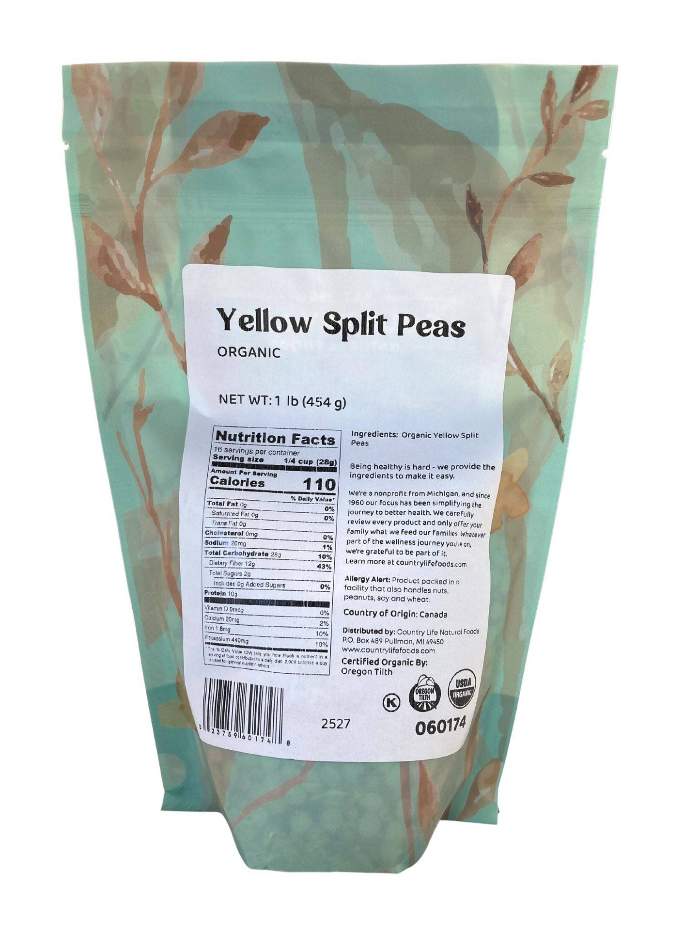 Organic Yellow Split Peas - Premium Quality
