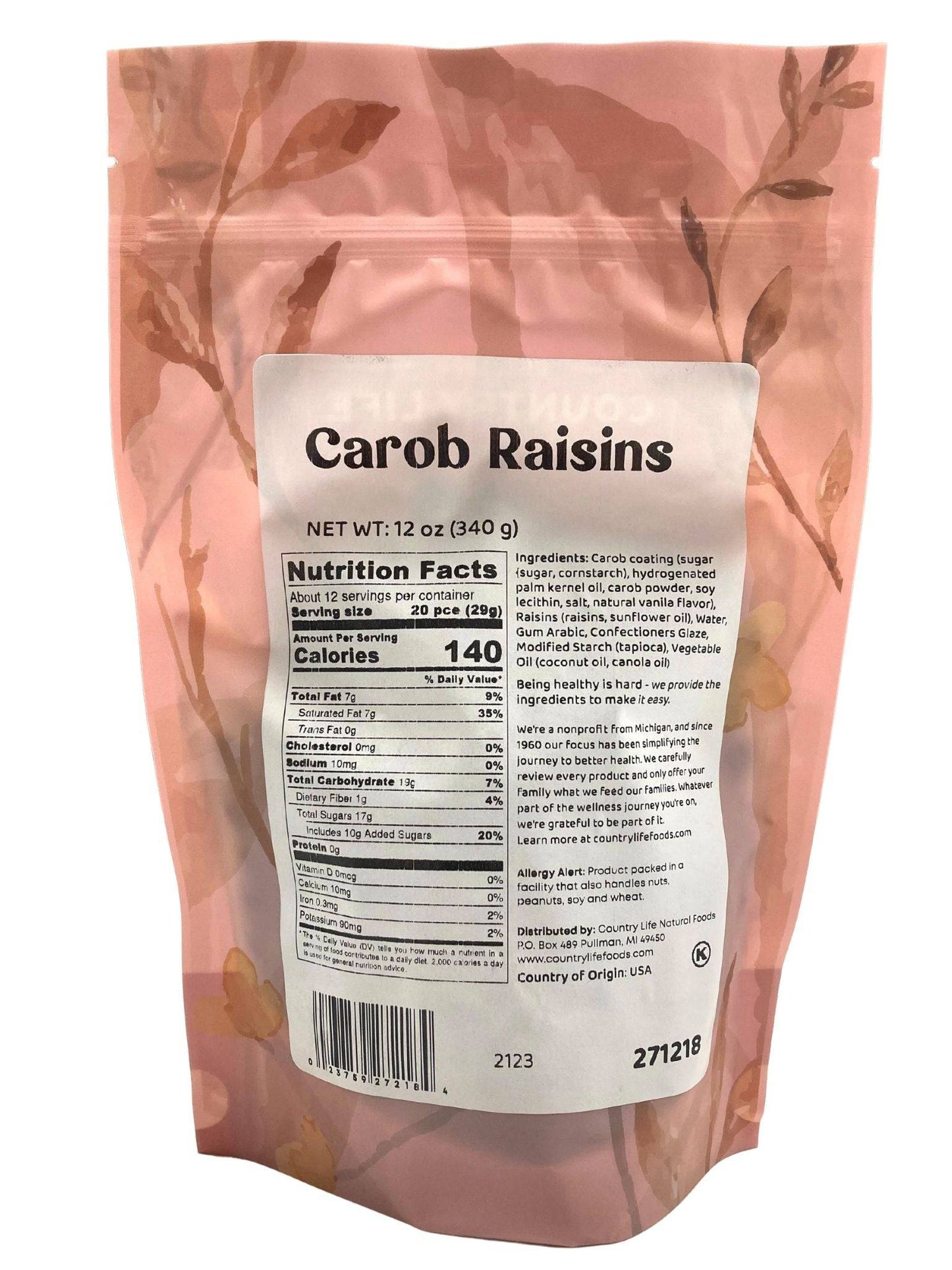 Raisins enrobés de caroube sucrée