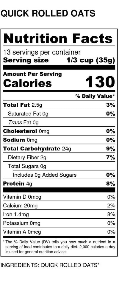 Organic Quick Rolled Oats – USDA Certified, Fast-Cooking Whole Grain
