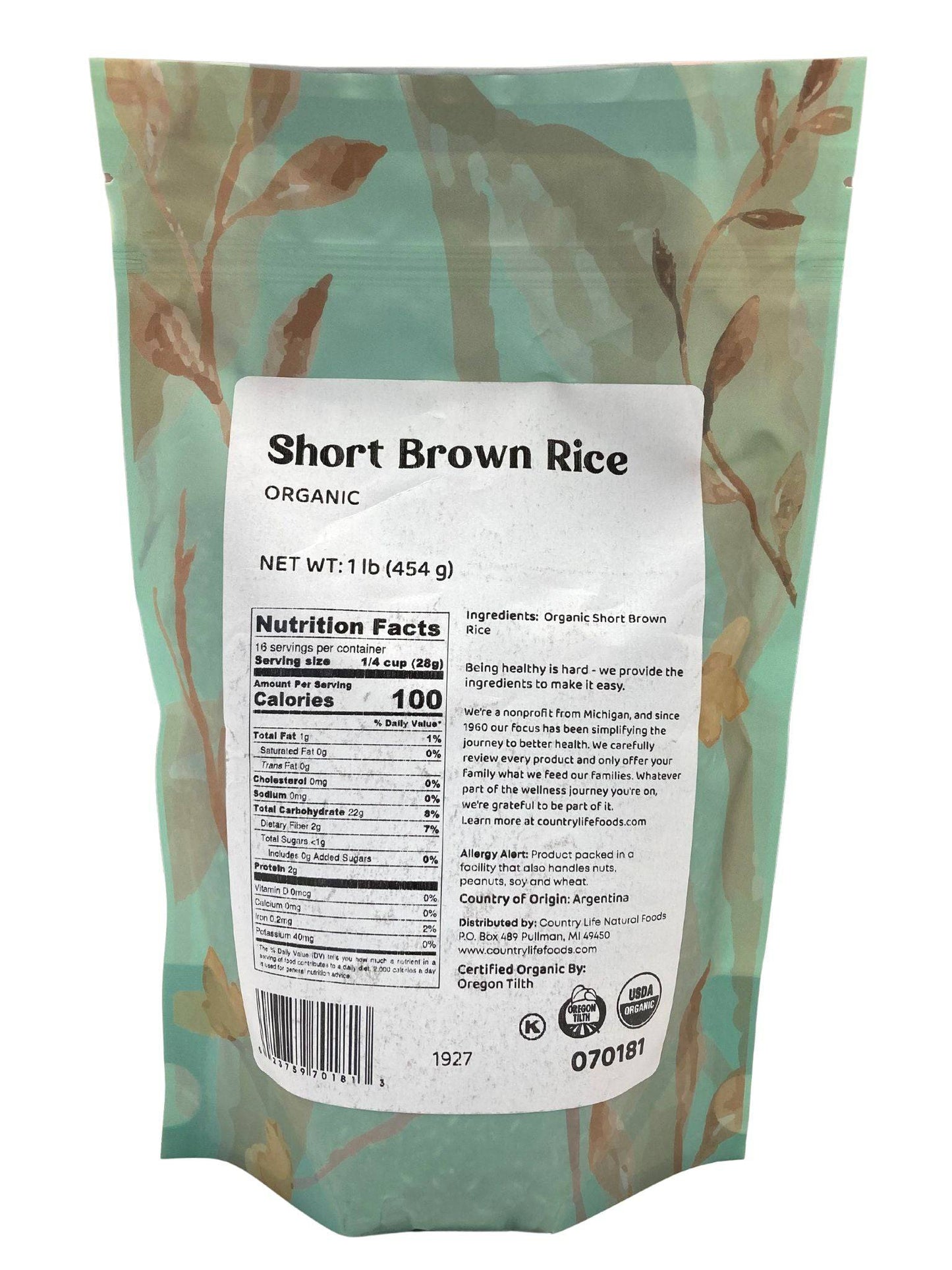 Arroz Integral Corto Orgánico - Sabor a Nueces y Textura Tierna