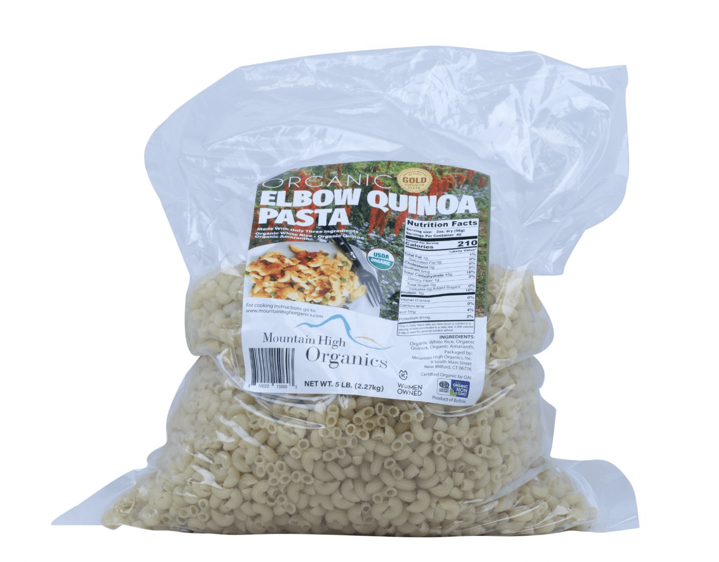 Coditos de Quinoa Orgánica Sin Gluten