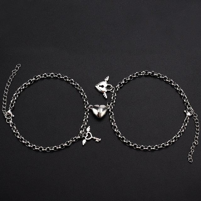 Bracelet d'Attraction Magnétique en Forme de Cœur pour Couples