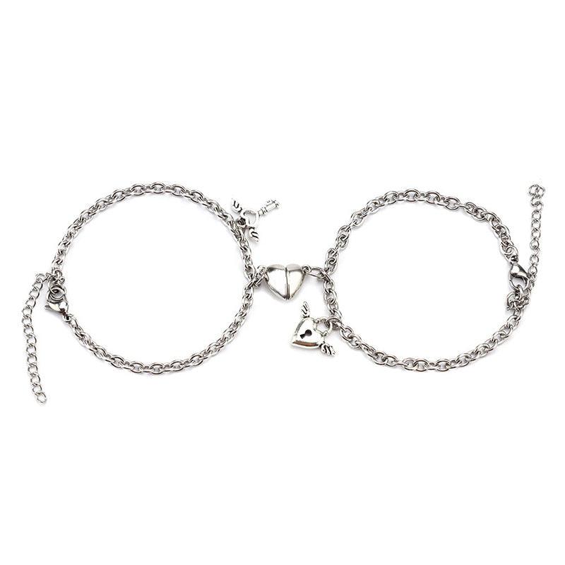 Bracelet d'Attraction Magnétique en Forme de Cœur pour Couples