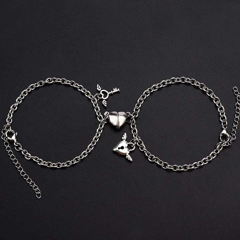 Bracelet d'Attraction Magnétique en Forme de Cœur pour Couples