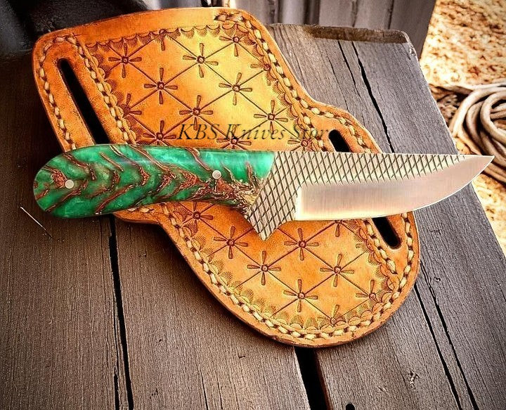 Premium Cowboy Utility Knife 8" Rasp Steel with Resin Grip - Korvel