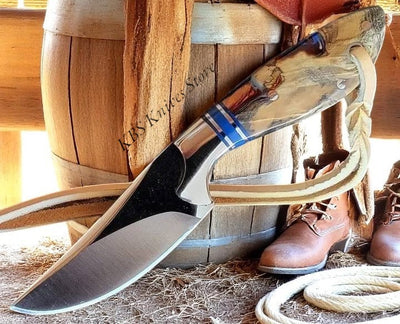 Authentic Cowboy Knife with D2 Steel Blade & Unique Buffalo Horn Handle - Korvel