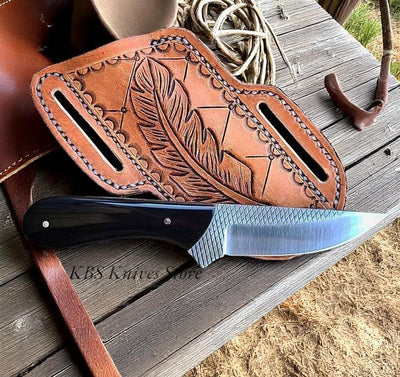 Artisan Cowboy Belt Knife – Rugged Western Blade with Leather Sheath - Korvel