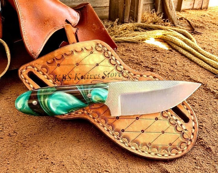 Rugged Ranch Cowboy Knife - Custom D2 Steel Blade with Epoxy Grip - Korvel