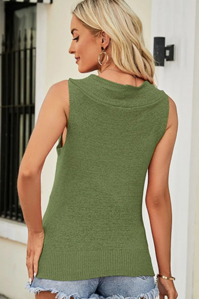 Chaleco de Punto con Cuello de Cowl