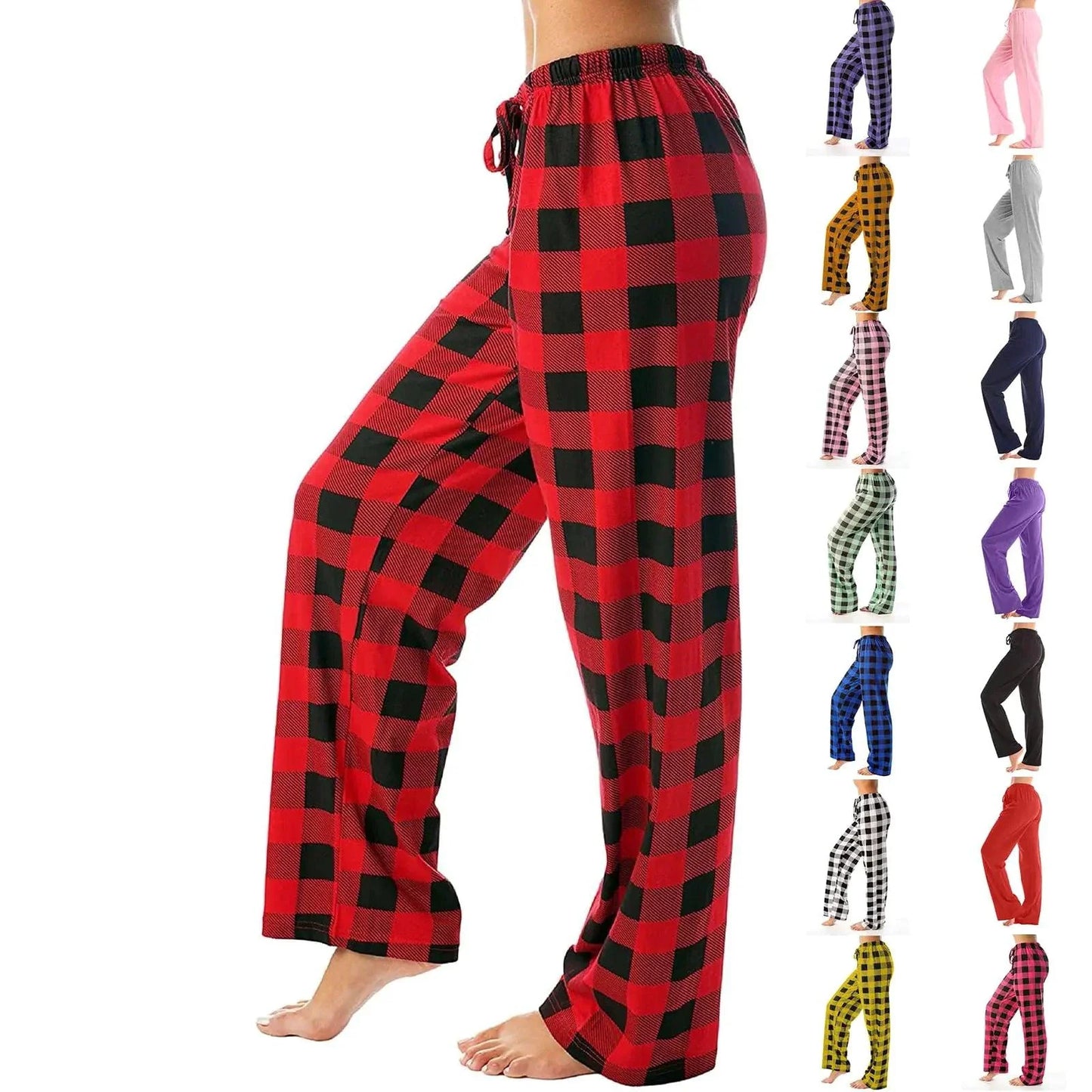 Pantalones de pijama de algodón a cuadros búfalo cómodos