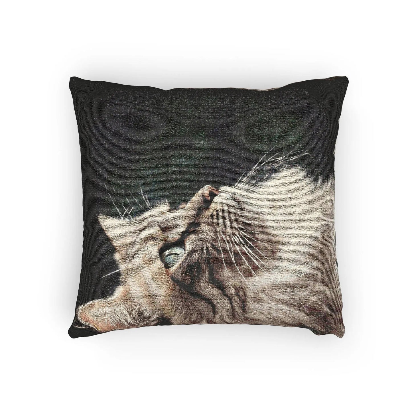 Coussin tissé Cozy Cat - Accent décoratif pour les amoureux des chats