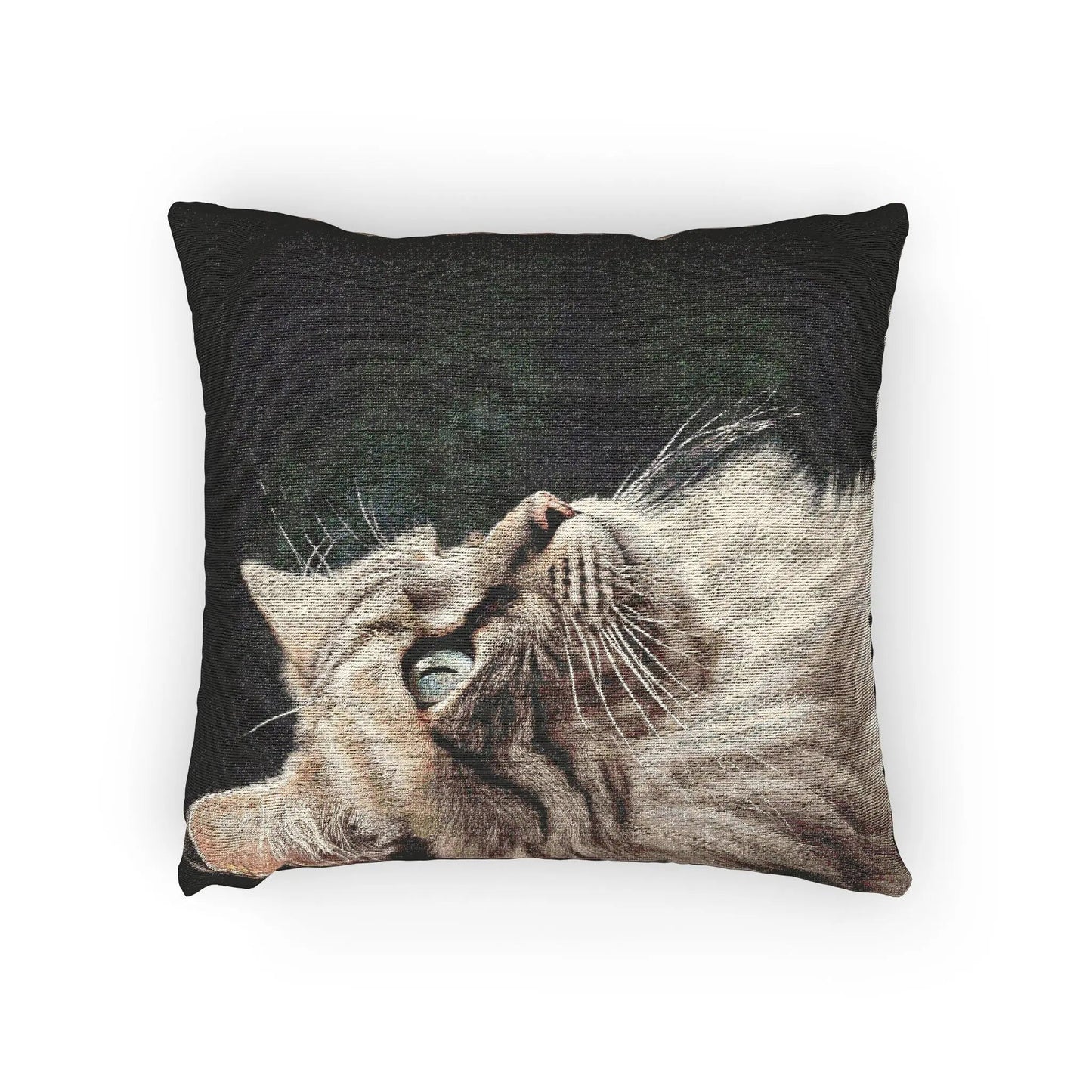 Coussin tissé Cozy Cat - Accent décoratif pour les amoureux des chats