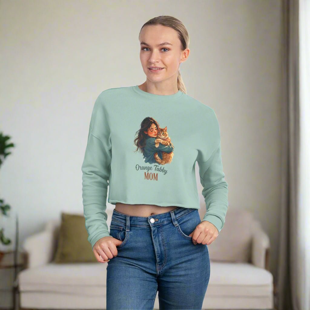 Sweatshirt court pour maman avec un tabby orange confortable