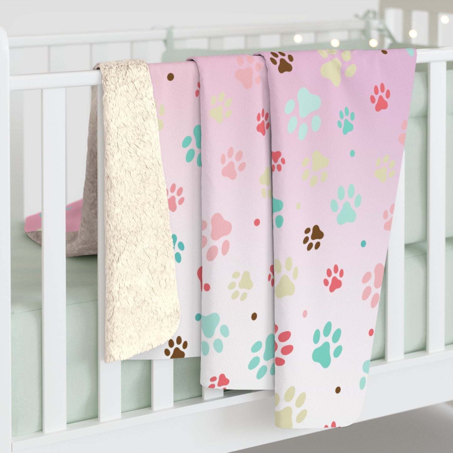 Cozy Paw Print Sherpa Fleece Blanket for Pet Lovers