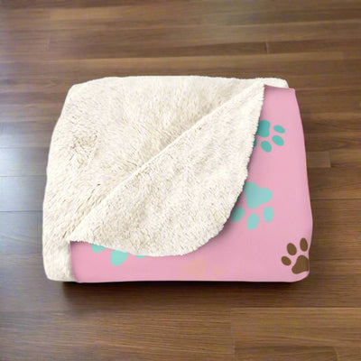 Manta de Forro Sherpa con Huellas de Patas para Amantes de Mascotas