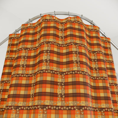 Cozy Plaid Shower Curtain with Paw Prints