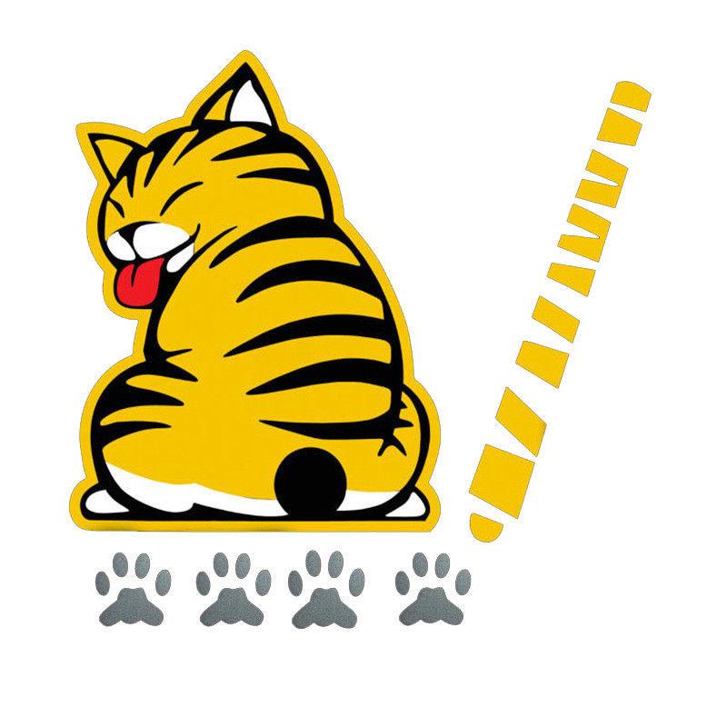 Creative Cat Moving Tail Car Decal - Fun 3D Sticker