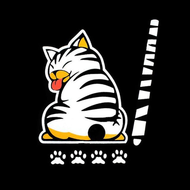 Creative Cat Moving Tail Car Decal - Fun 3D Sticker