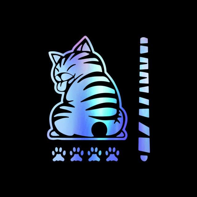 Creative Cat Moving Tail Car Decal - Fun 3D Sticker