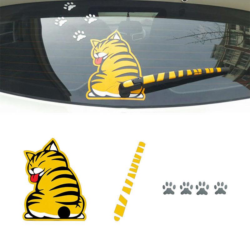 Creative Cat Moving Tail Car Decal - Fun 3D Sticker