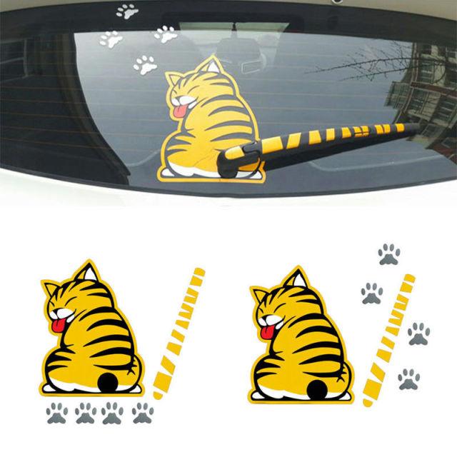Creative Cat Moving Tail Car Decal - Fun 3D Sticker