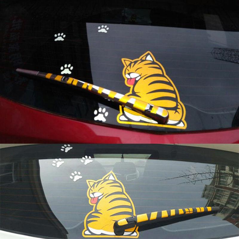 Creative Cat Moving Tail Car Decal - Fun 3D Sticker