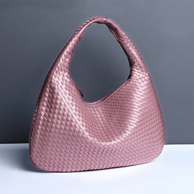 Elegant Crescent Shaped Hand Woven Shoulder Bag