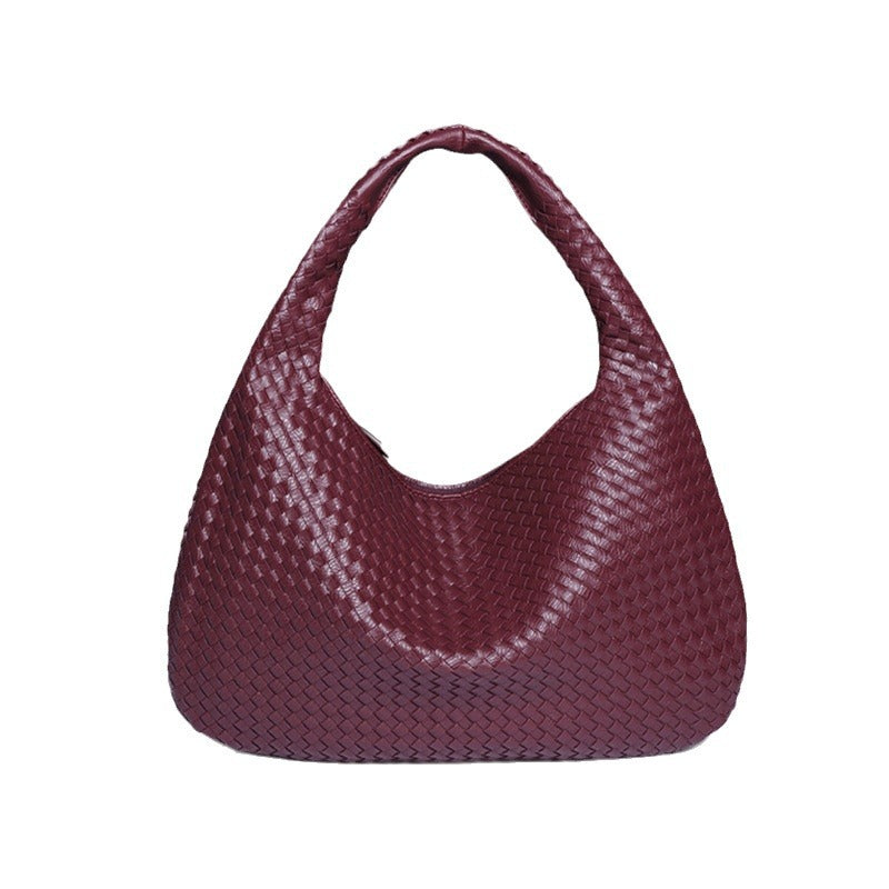 Elegant Crescent Shaped Hand Woven Shoulder Bag