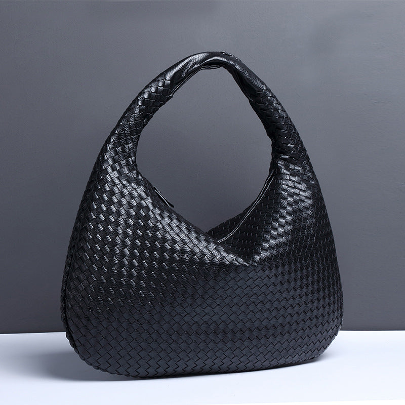 Elegant Crescent Shaped Hand Woven Shoulder Bag