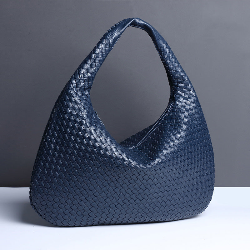 Elegant Crescent Shaped Hand Woven Shoulder Bag