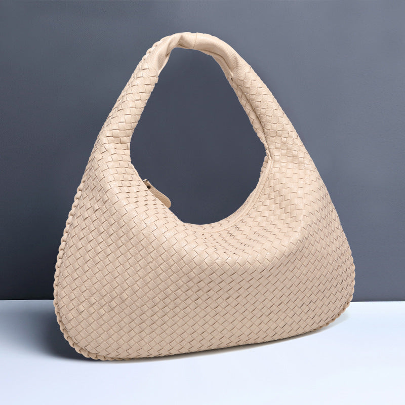 Elegant Crescent Shaped Hand Woven Shoulder Bag