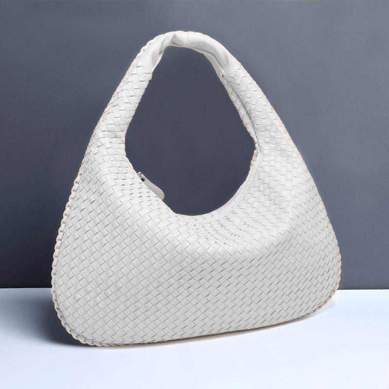 Elegant Crescent Shaped Hand Woven Shoulder Bag