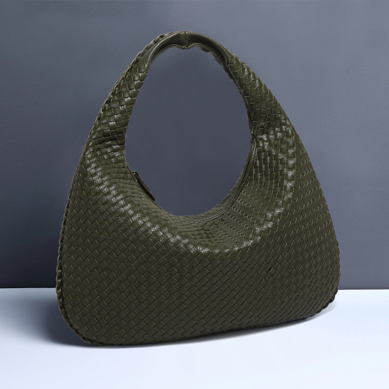 Elegant Crescent Shaped Hand Woven Shoulder Bag