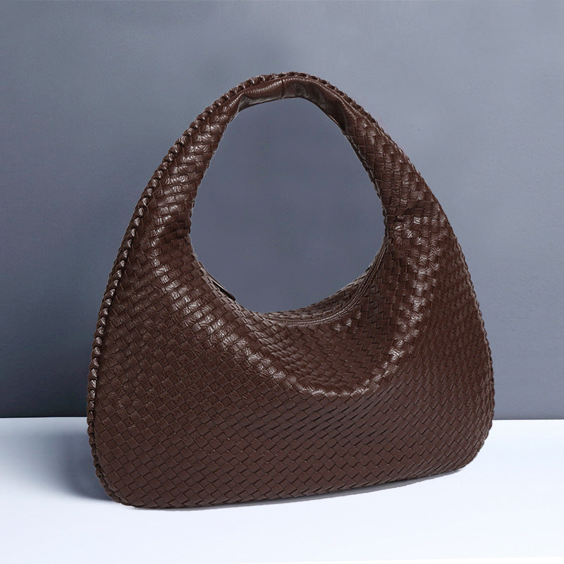Elegant Crescent Shaped Hand Woven Shoulder Bag