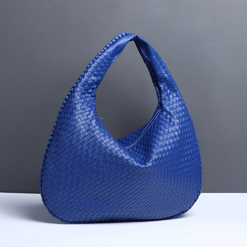 Elegant Crescent Shaped Hand Woven Shoulder Bag