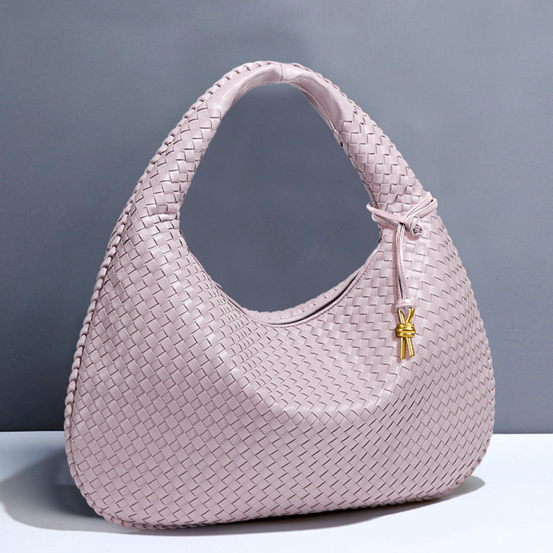 Elegant Crescent Shaped Hand Woven Shoulder Bag