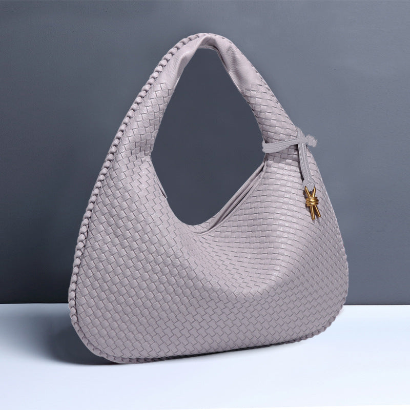 Elegant Crescent Shaped Hand Woven Shoulder Bag
