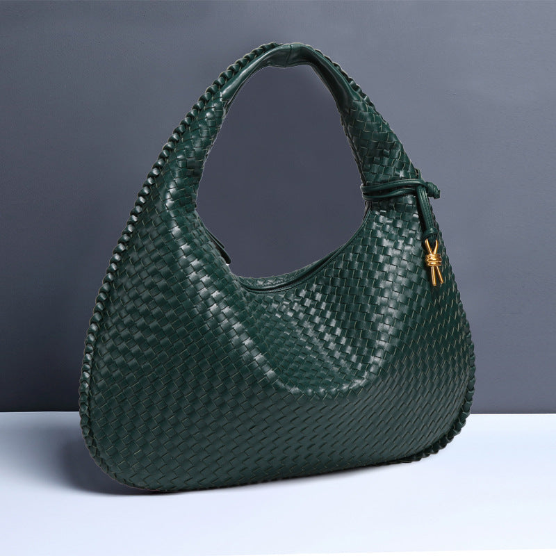 Elegant Crescent Shaped Hand Woven Shoulder Bag