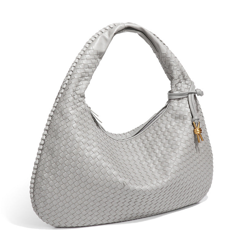 Elegant Crescent Shaped Hand Woven Shoulder Bag