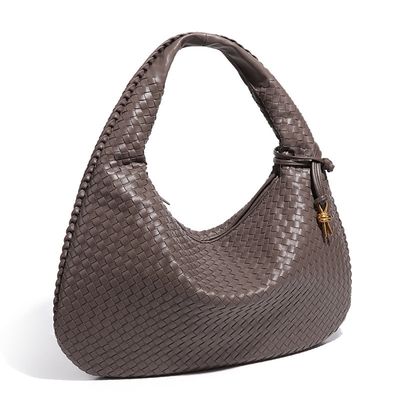 Elegant Crescent Shaped Hand Woven Shoulder Bag