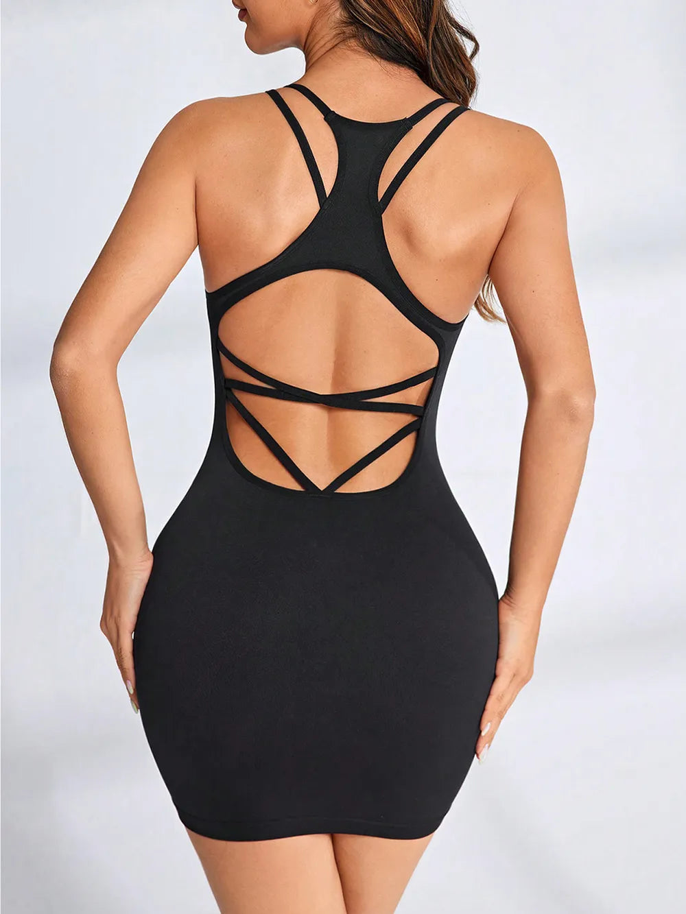 Crisscross Scoop Neck Active Dress - Korvel