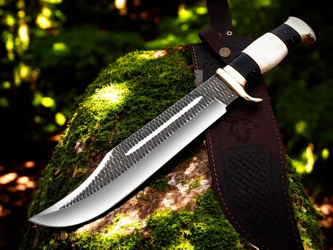 Crocodile Dundee Inspired Bowie Knife – 16" D2 Steel with Premium Leather Sheath - Korvel