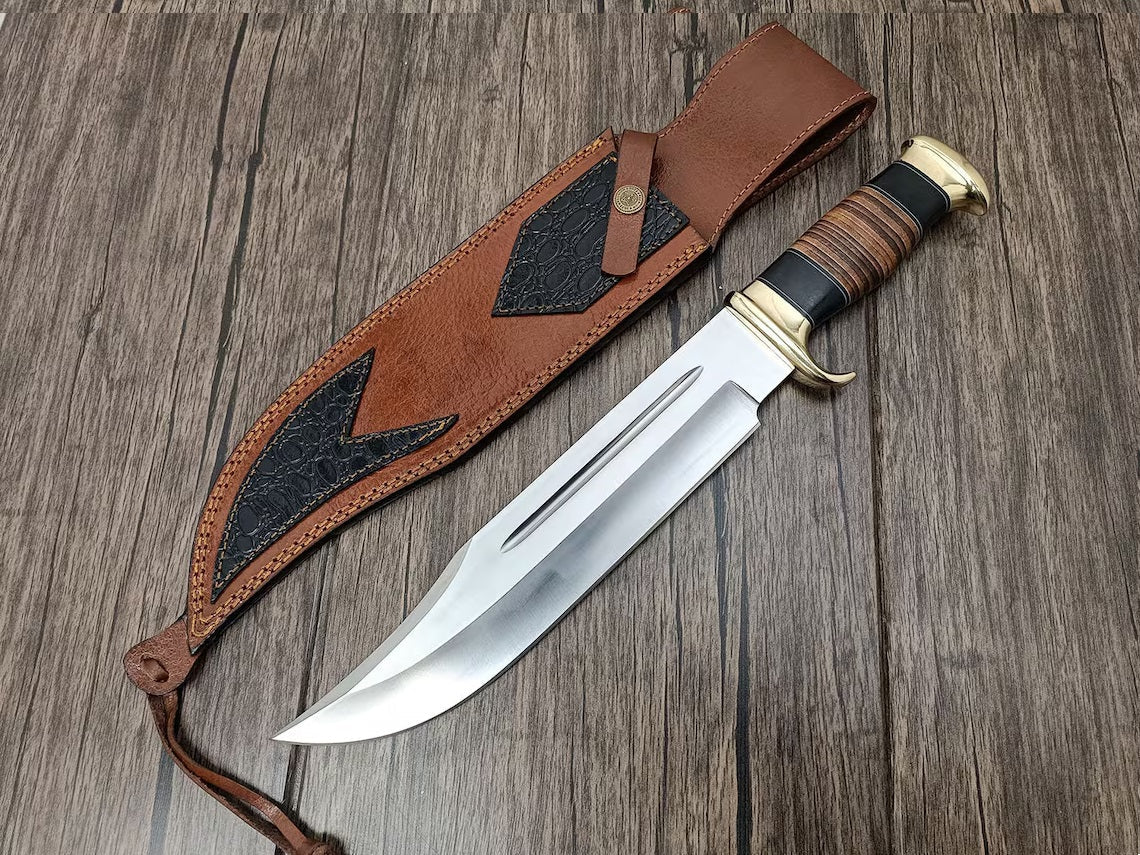 Legendary Crocodile Dundee Bowie Knife – 16" D2 Steel with Leather Sheath - Korvel