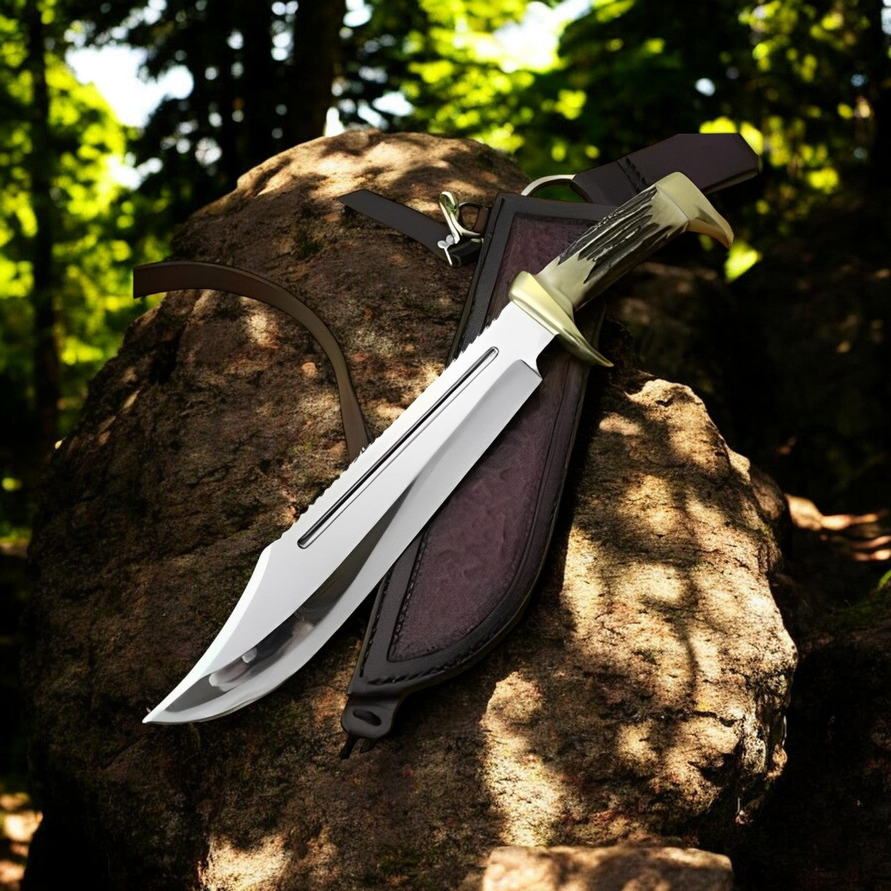 Crocodile Dundee Inspired 18" D2 Steel Bowie Knife with Leather Sheath - Korvel
