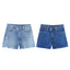 Shorts en denim droit taille croisée pour femmes